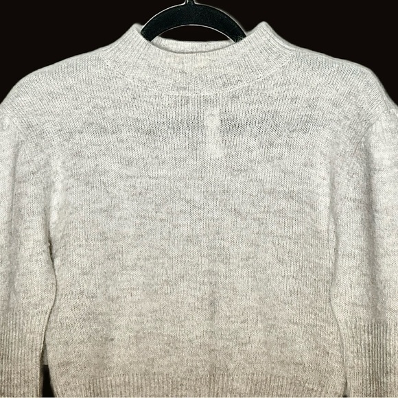NWT Madewell Alpaca-Blend Mockneck Puff Sleeve Sweater in Light Heather Gray XXS - Picture 8 of 16